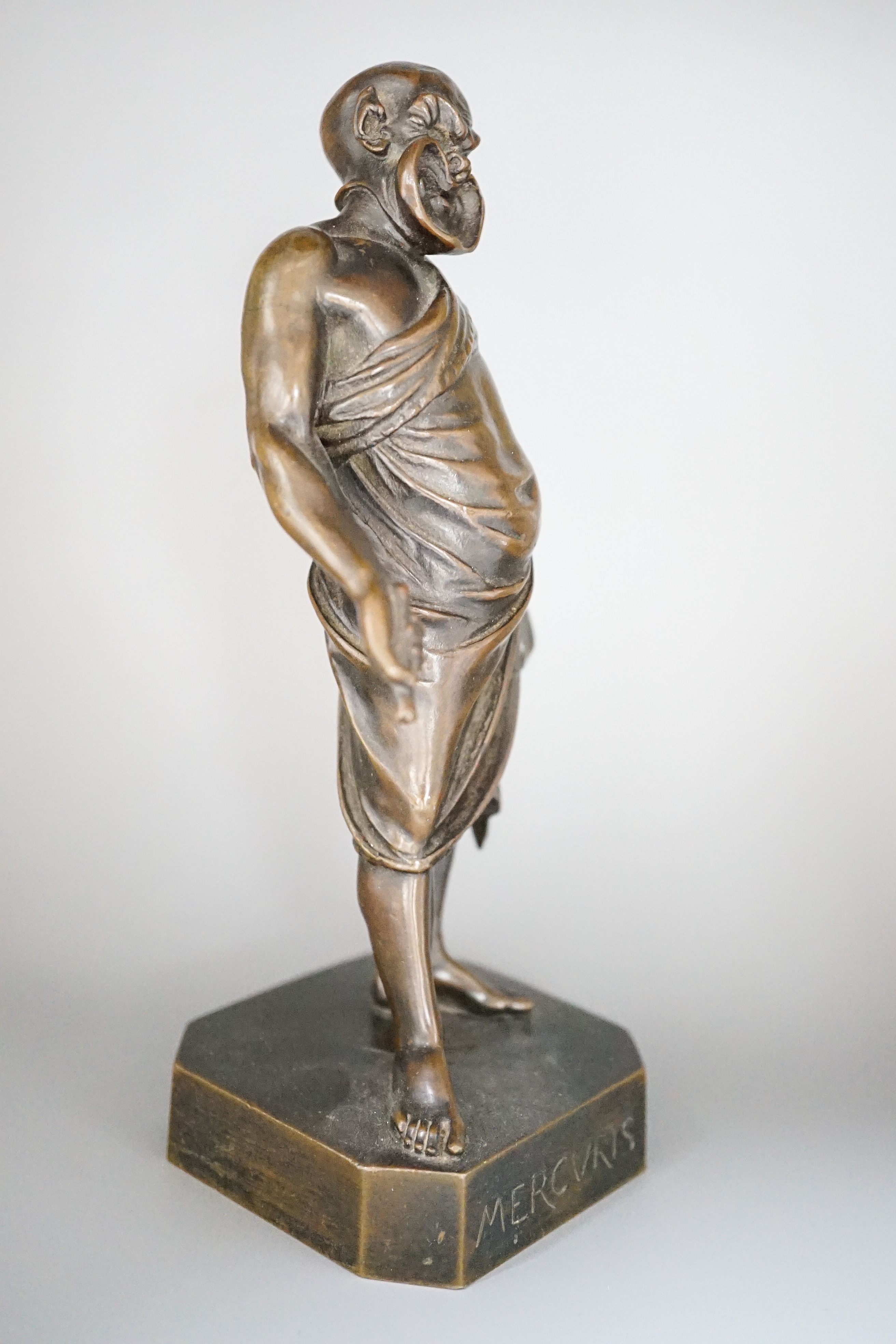 A bronze figure, Mercuris, signed ‘MECVRIS’ 18cm